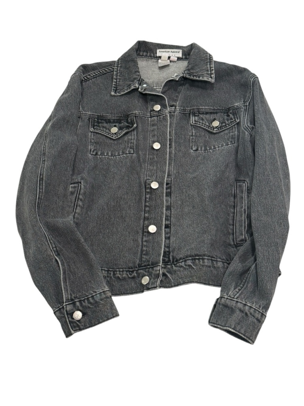 American Apparel Vintage Black Washed Denim Jacket 90s Retro